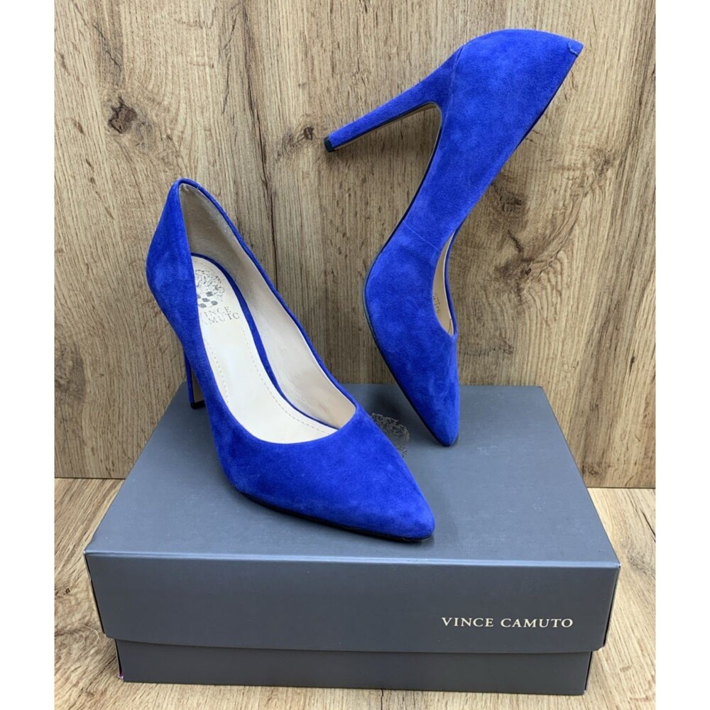 Vince Camuto Women Kain 4” Slip On Point Toe Heels  Pump Mazarine Blue Sz 7.5 M